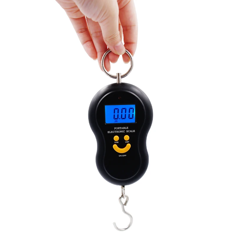 

10pcs Smile Face 50Kg *10g LCD BackLight display Fishing Hook Pocket Weight scale Luggage Hanging balance
