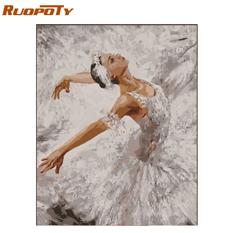 

RUOPOTY Frame Ballet DIY Painting By Numbers Modern Wall Art Picture Figure Painting Acrylic Paint By Numbers Unique Gift 40x50