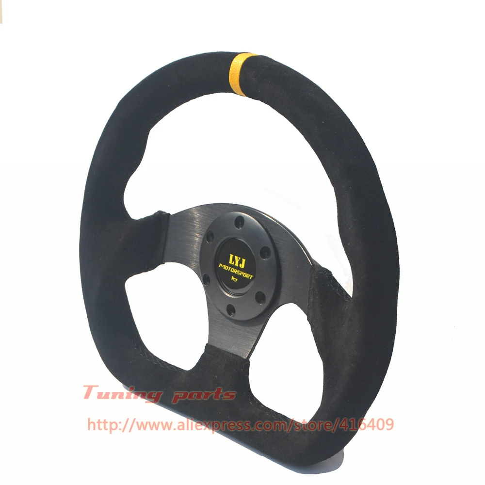 Желтая полоса рулевого колеса автомобиля D форма плоское дно гоночный руль