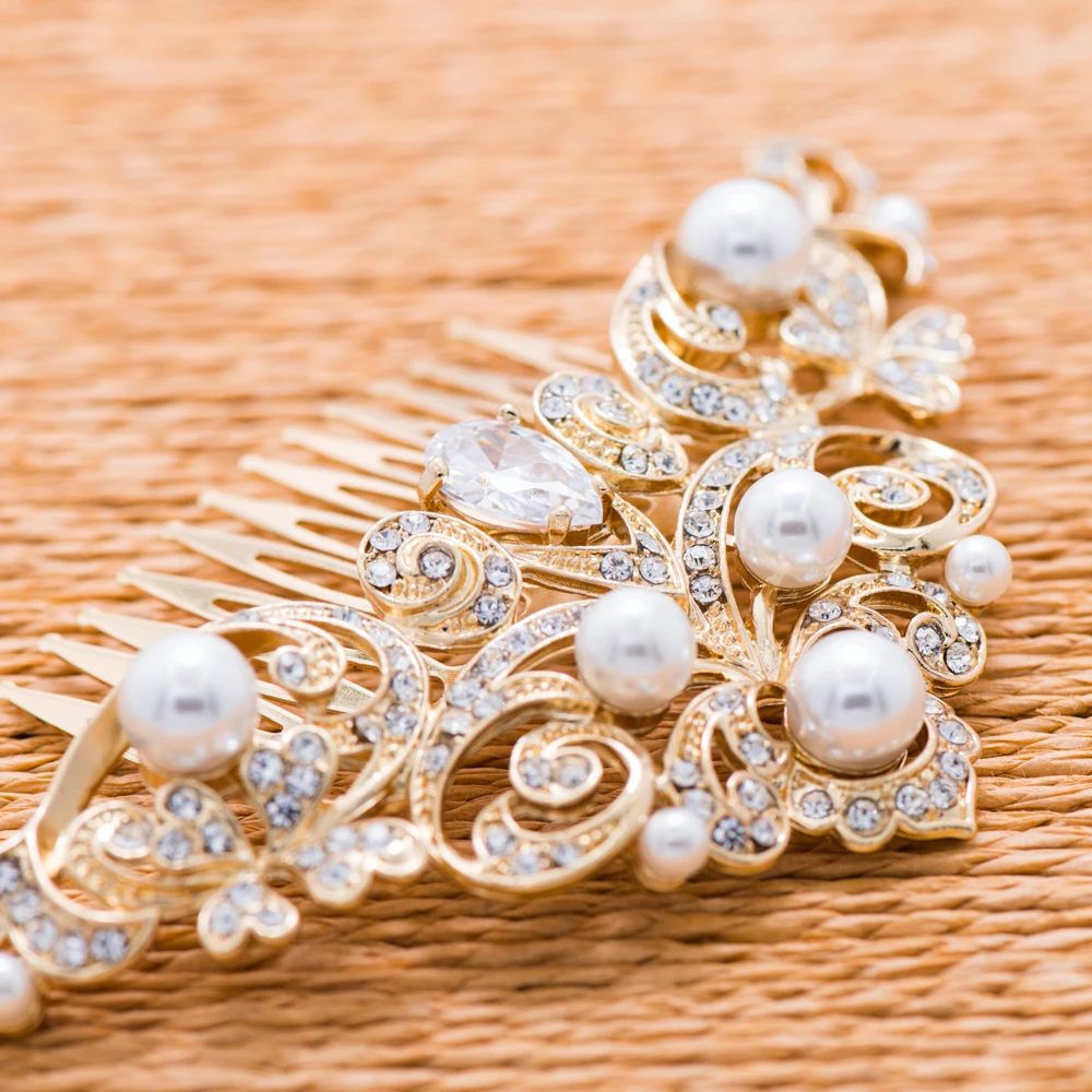 Женская заколка гребень для волос с искусственным жемчугом|pearl hair comb|hair comb crystalhair |