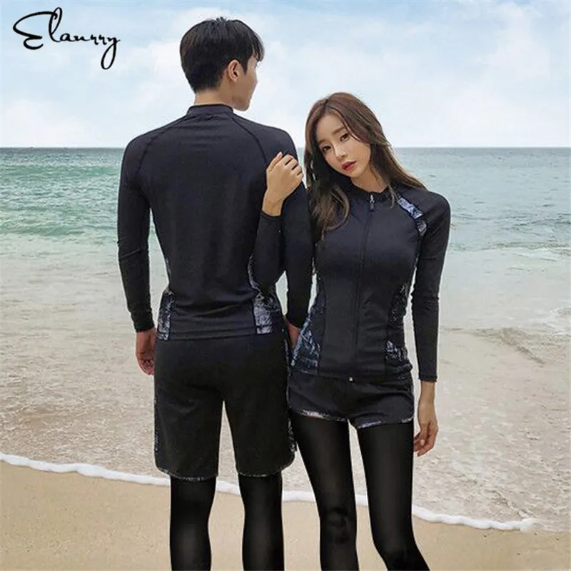 

Sport Rash Guards Men Women 5 Pieces Long Sleeve Shirt Shorts Pants Couples Swimwear Surfing Bathing Suits Rashguard Wetsuits