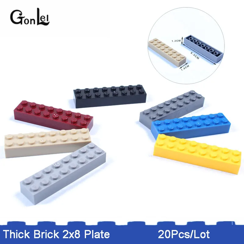 20 шт./лот MOC толстый Кирпич 2x8 Плиты строительные блоки части кирпича аксессуары diy
