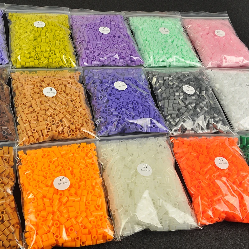 1000 Beads/Bag 5mm Perler Artkal Beads 37 Colors Available Material Bag DIY Cartoon Making Tube Colorful Beads Educational Toys
