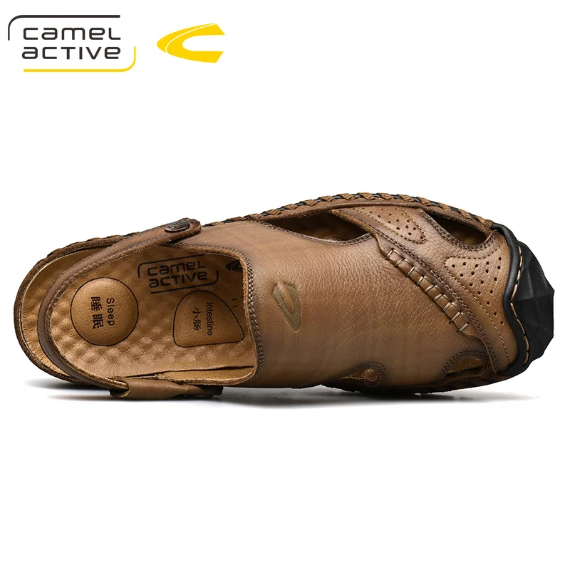 Мужские кожаные сандалии Camel Active Коричневые босоножки из натуральной кожи с