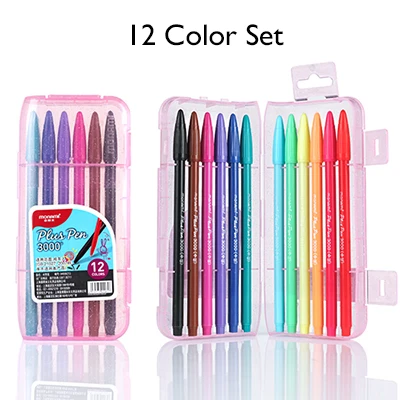 12 colors Корейский акварель гелевая ручка 12/24/36 Цвета волокна граффити ручка комплект тонкая грань ручка планировщик дневник принадлежности Канцтовары - Цвет: 12 colors