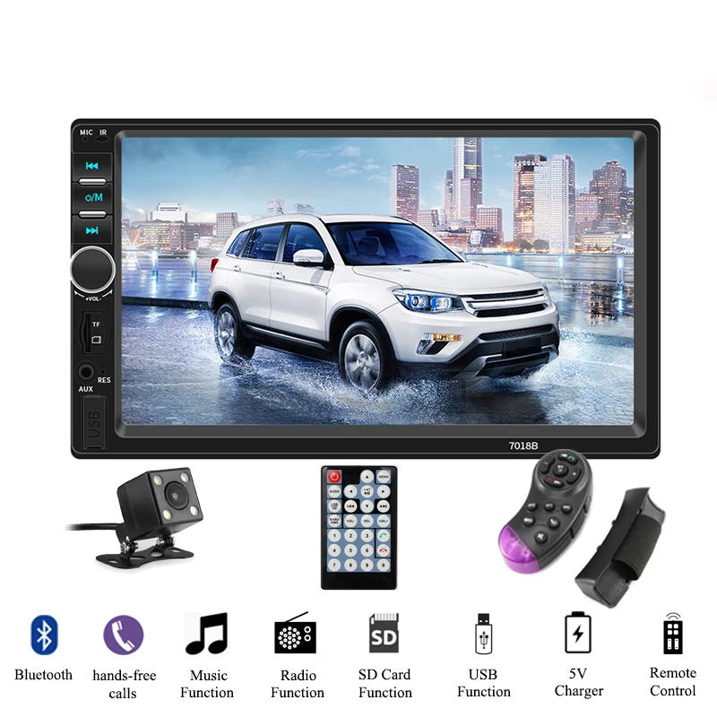 

Car Radio 7" HD Autoradio Multimedia MP5 Player Touch Screen Audio Bluetooth AUX USB TF FM Camera Support ios Connection