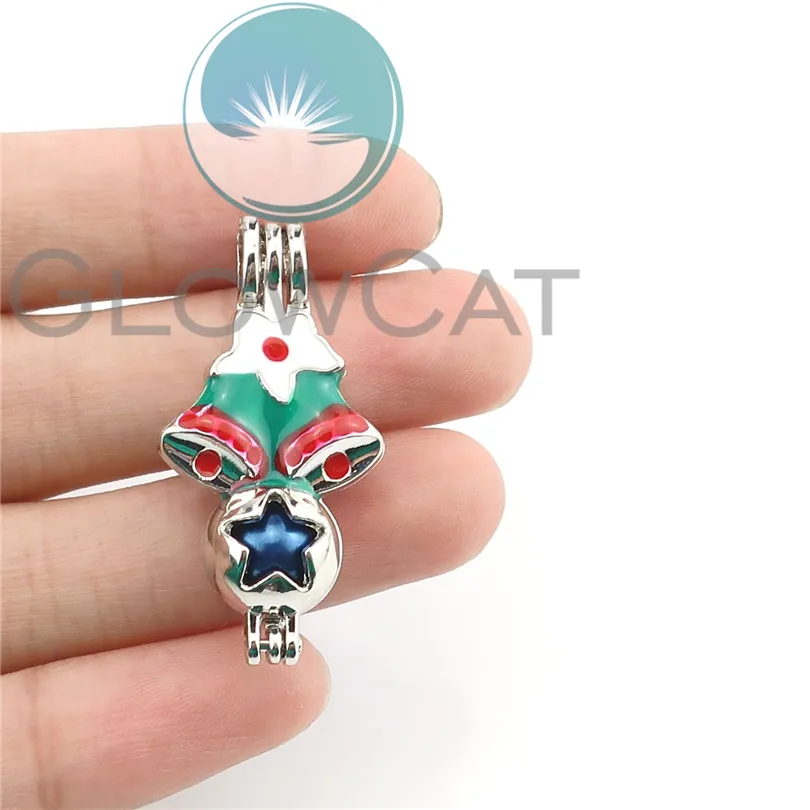 10X Colors Enamel Christmas Bells Star Beads Cage Perfume Essential Oil Diffuser Pearl Locket Pendant | Украшения и аксессуары