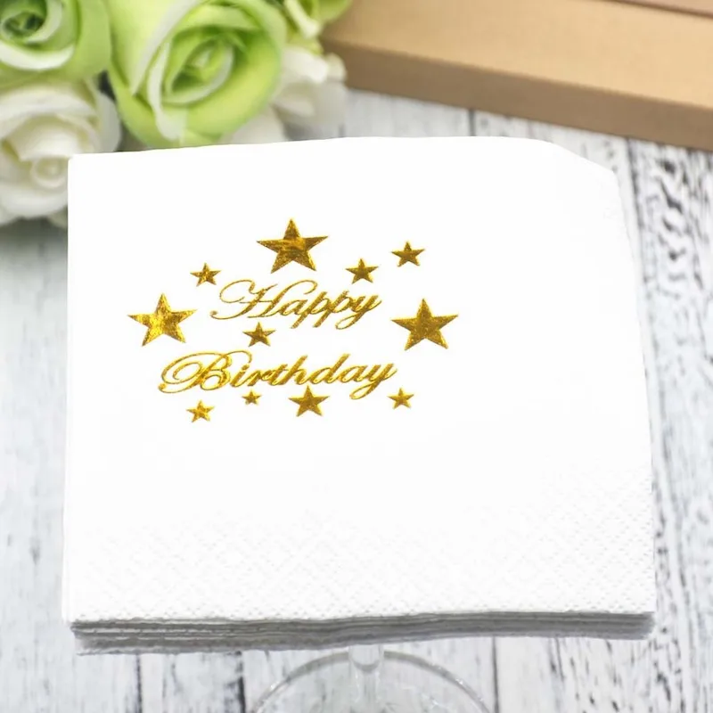 10 шт./лот День рождения ткани с днем его Для мальчиков и девочек Baby Shower салфетки