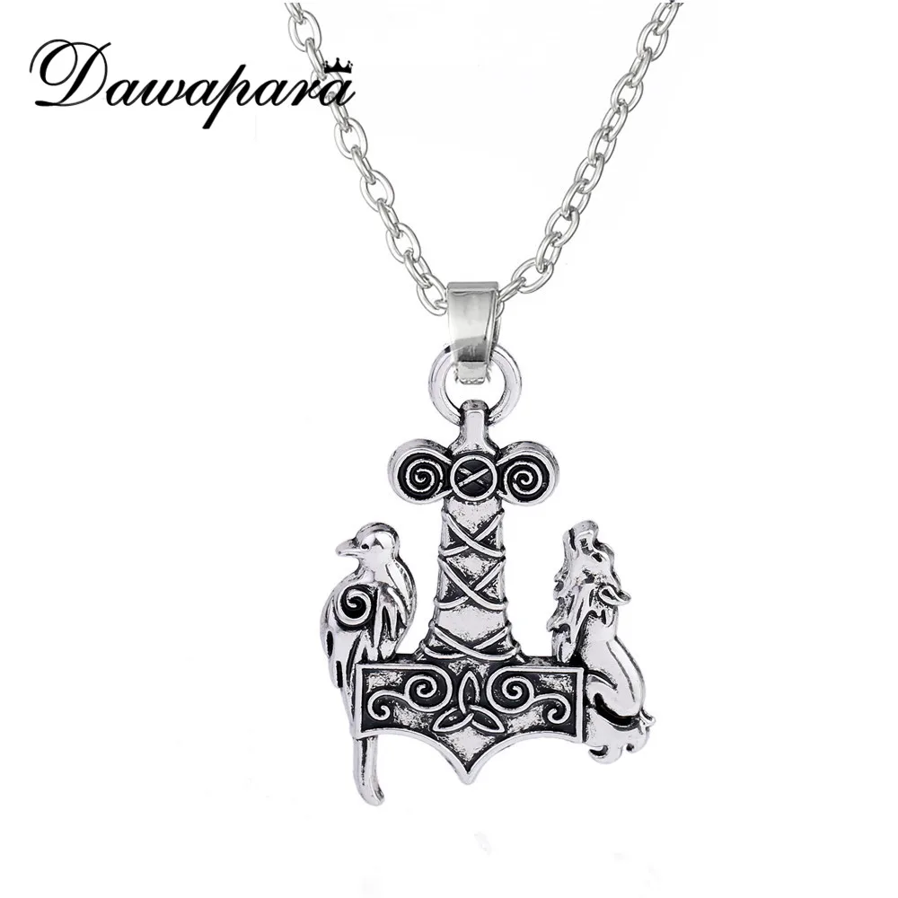 Walapara Shone Norse Odin Thors ювелирные изделия с молотком Mjolnir Викинг Волк и кулон вороном