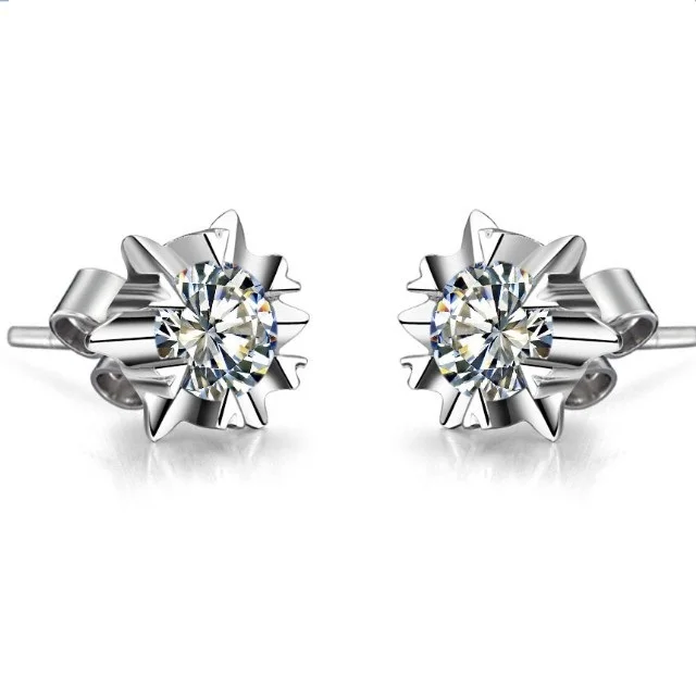 Женские серьги гвоздики из белого золота 750 пробы 1 карат/шт.|stud earrings|jewelry earringsjewelry
