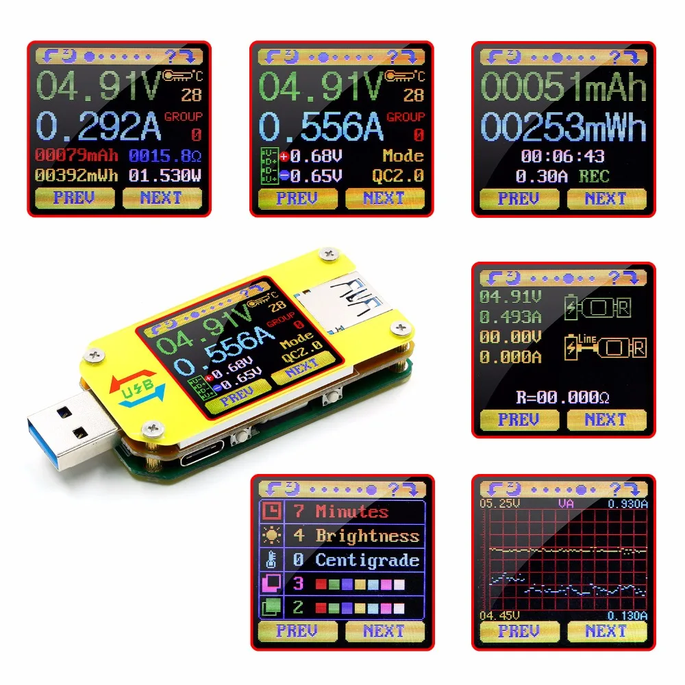 UM34 UM34C Для APP USB 3 0 Тип-C DC Вольтметр Амперметр Напряжение измеритель тока заряда