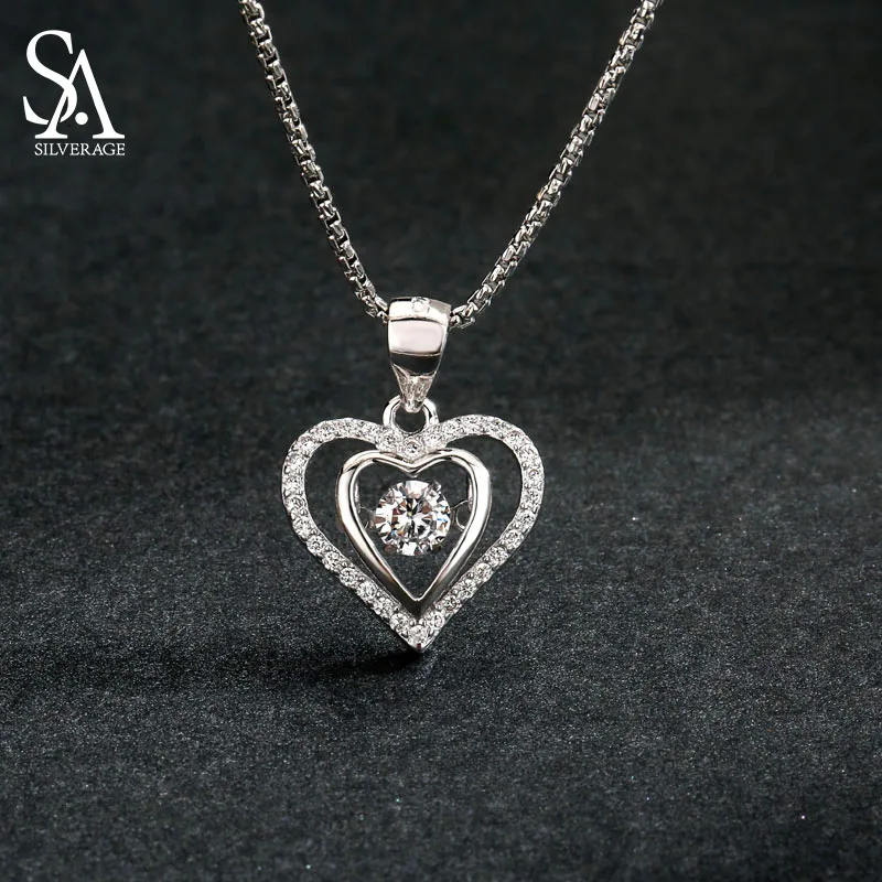 Женское Ожерелье с кулоном в виде сердца SA SILVERAGE из серебра 925 пробы 2018|pendant necklace for