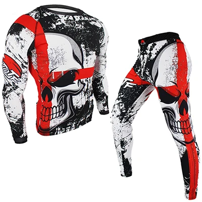 Style j MMA подвеска боксерская перчатка Рашгард Футболка с принтом обезьяны черепа кикбоксинг длинные Легинсы Брюки Muay Thai BJJ Jiu Jitsu Fightwear - Цвет: Style j
