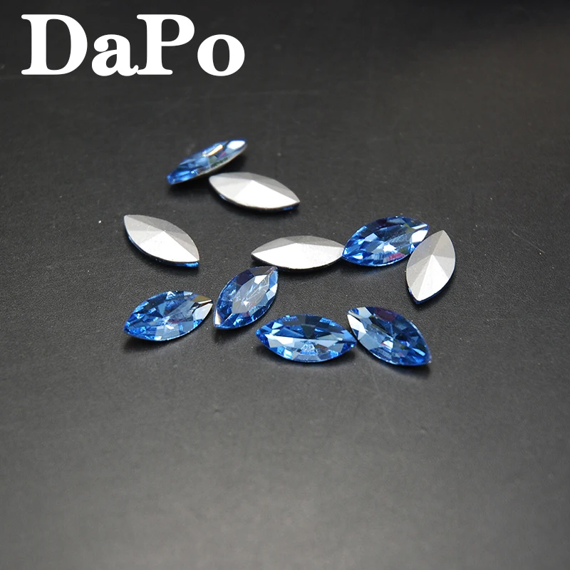 Marquise Horse Eye Shape Silver Point Back Glass Crystal 3x6mm~17x32mm Light Blue Color No Hole For Nails Jewelry Decoration | Дом и сад