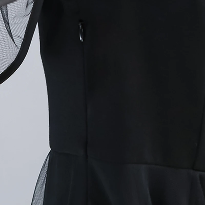 Женское облегающее платье с V образным вырезом черное Сетчатое коротким рукавом