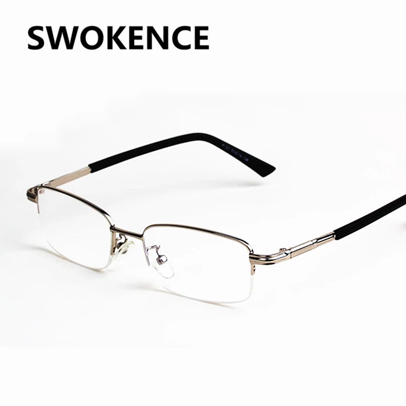 SWOKENCE+ от 0,5 до+ 4,0 небьющиеся очки для чтения для мужчин и женщин, качественные брендовые металлические очки с полуоправой для дальнозоркости, очки против усталости G386