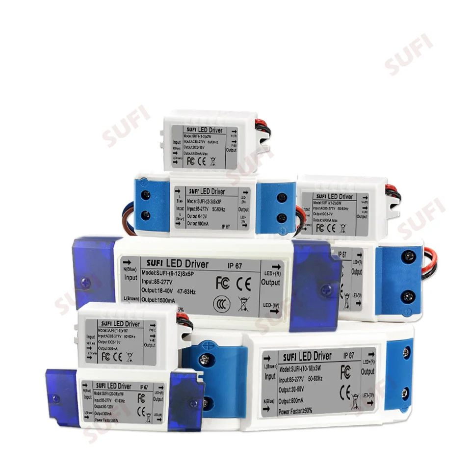

3W 6W LED Driver Output 600mA DC 2-7V 1-2x3W Power Supply Adapter Transformer Switch For 3 6 W Watt LED Grow Lights Floodlights