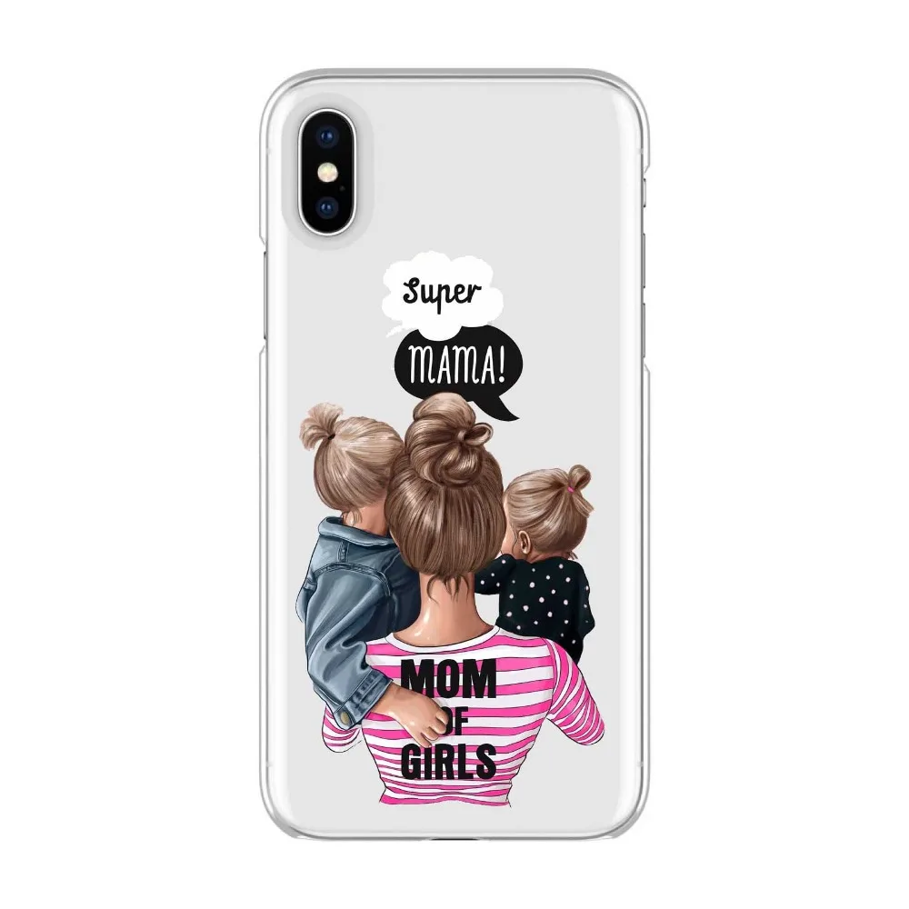 Модный черный коричневый Чехол для мамы и девочки королева iPhone Max XR XS X 8 PLUS 7 5 5SE 6 S