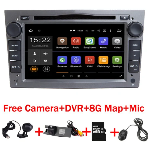 Серый " HD 1024X600 Android 7,1 автомобильный DVD gps навигатор для Opel Astra Vectra Antara Zafira Wifi 3g BT Радио USB SD камера+ DVR - Цвет: Серый
