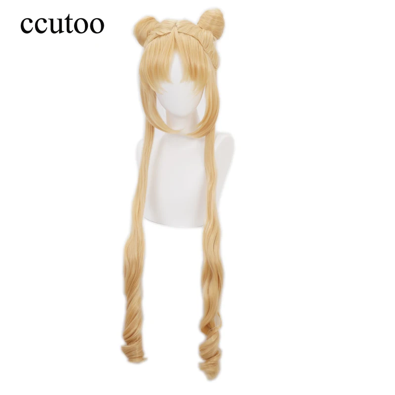

Sailor Moon Cosplay Wigs 120cm Long Golden Wigs Heat Resistant Synthetic Hair Perucas Cosplay Wig + Wig Cap