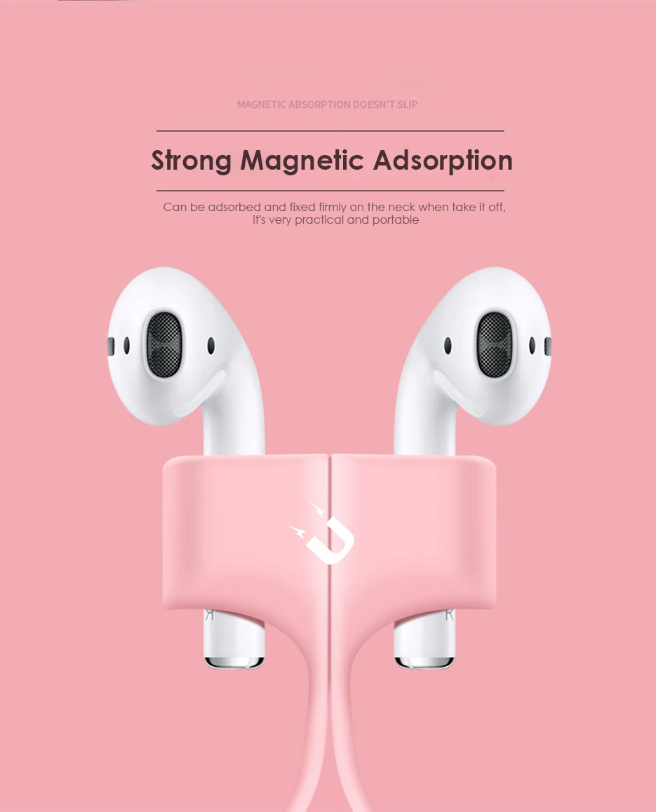 Магнитный силиконовый Заушник для Apple Airpods 2 анти-потеря веревки Защитный Мягкий многоцветный шнур беспроводной наушник