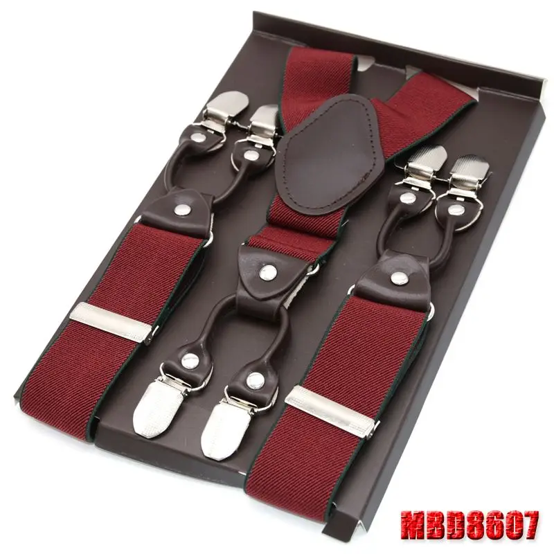 MBD8607 Мужские подтяжки на подтяжках, Эластичные подтяжки, Модные 6 клипсов, брюки в западном стиле, мужские подтяжки, свадебные аксессуары, sangle MBD8608 - Цвет: MBD8607