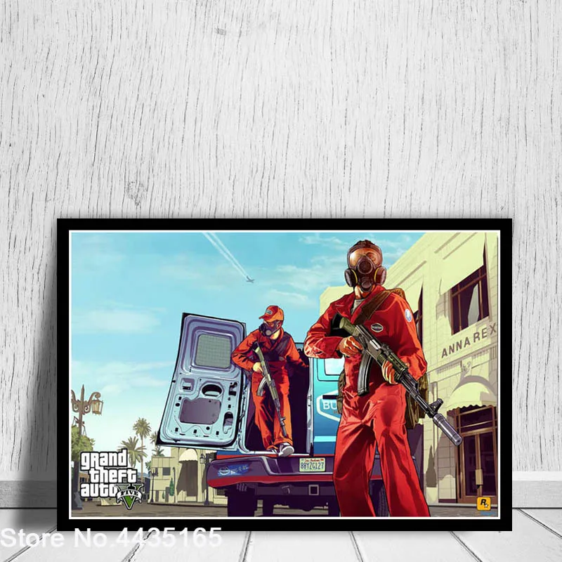 Тёмно-синий Grand Theft Auto V видео игры GTA 5 художественный плакат печать на холсте настенная живопись для гостиной домашний декор плакаты и принты - Цвет: Тёмно-синий