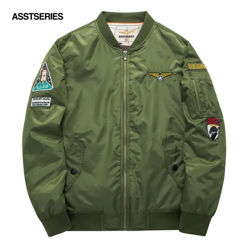 Для мужчин куртка-бомбер полета пилот куртка пальто тонкий темно-летающие