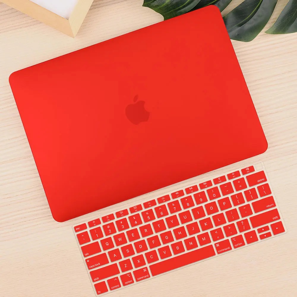 Для Macbook Air 11 12 13 A1466 A1932 Touch ID Pro retina 13," 15,4 для нового Macbook Pro 13 15 Touch Bar Жесткий Чехол для ноутбука - Цвет: Matte red
