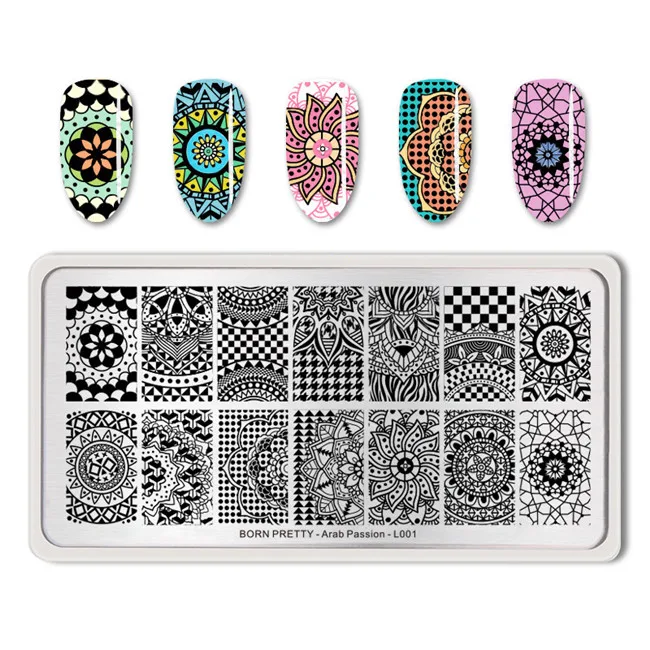 Pattern 1 BORN PRETTY прямоугольник шаблон для штамповки ногтей Мандала Арабская страсть пластины для штамповки ногтей маникюр изображение пластины инструмент для дизайна ногтей - Цвет: Pattern 1
