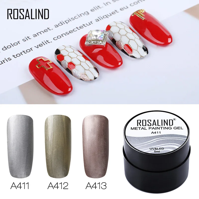 

Гель-лак для ногтей ROSALIND, основа для маникюра, 5 мл, 3 цвета, набор праймеров, металлические гибридные Лаки, удаляемые замачиванием, УФ-Гель-ла...