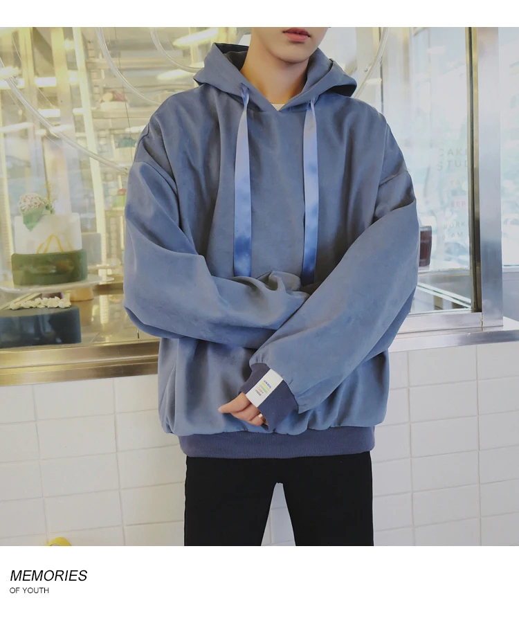 Осень зима новые толстовки для мужчин Корейская версия Techwear Мода Пара Толстовка с капюшоном мужской свободный пуловер хип хоп Уличная одежда