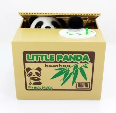 Panda coin bank Автоматическая кошка украсть монету Копилка Moneybox щенок голодный банк монета собака экономия денег коробка экономия горшок для детей подарок - Цвет: Panda coin bank