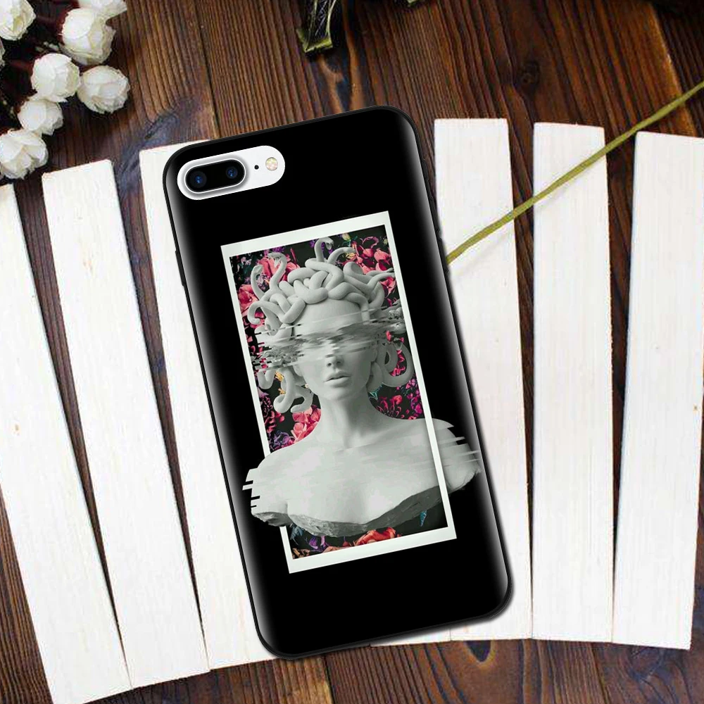 Мягкий силиконовый для iphone 7 Чехол Медуза Vaporwave глюк Книги по искусству Coque