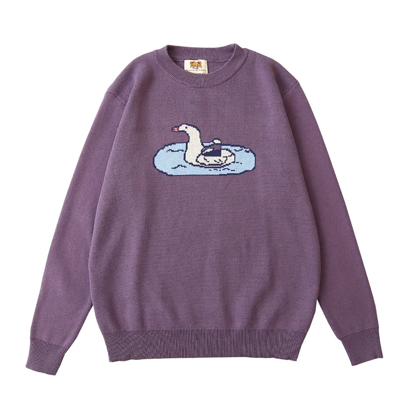 Spring New Women Cotton Pullover Sweaters Basic Autumn Knitted Tops Female Knitwear Cartoon Jacquard Preppy Style Casual | Женская