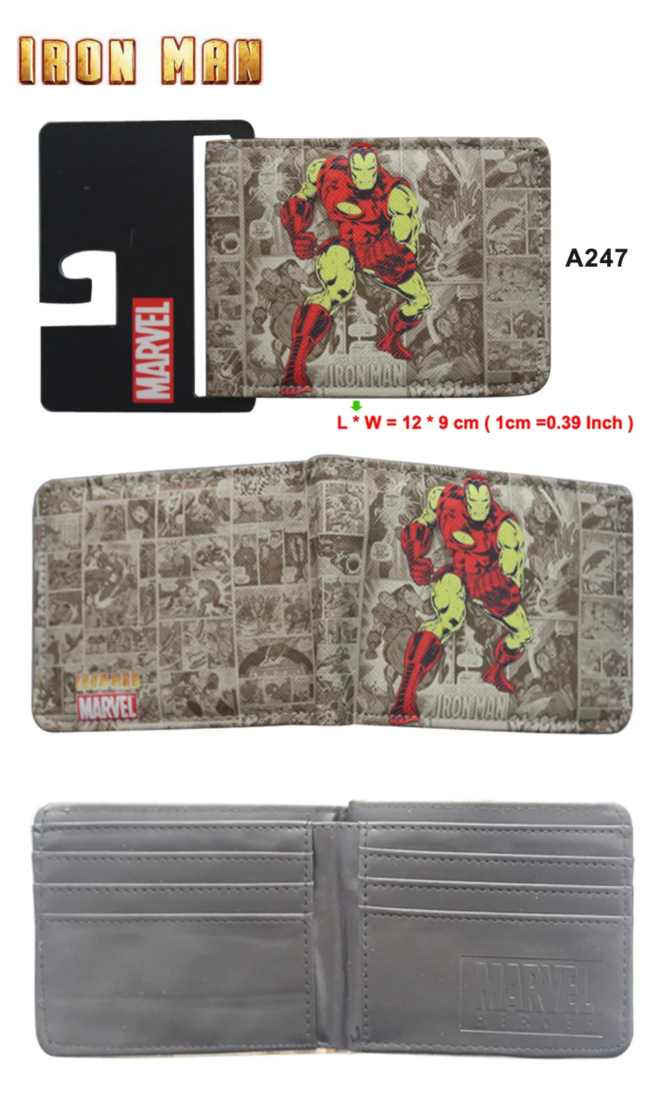 Мультфильм Аниме Железный человек кошелек carteira Marvel Comics Железный человек юбилей кошелек доллар цена подарок дети мальчик девочка кожаные кошельки
