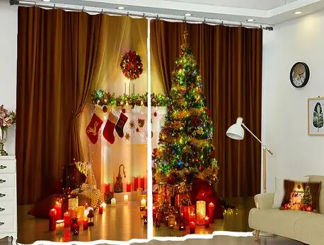 3d curtain 1 Роскошные 3D шторы на Рождество, для дома, декоративные, для гостиной, спальни, шторы, для салона, rideaux gordijnen, на стену отеля - Цвет: 3d curtain 1