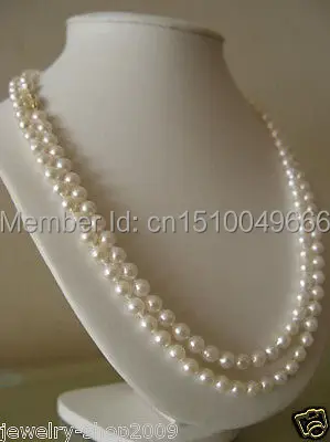 

FREE SHIP>>>Jewelry 32" 8-9MM White Akoya Cultured Pearl Necklace