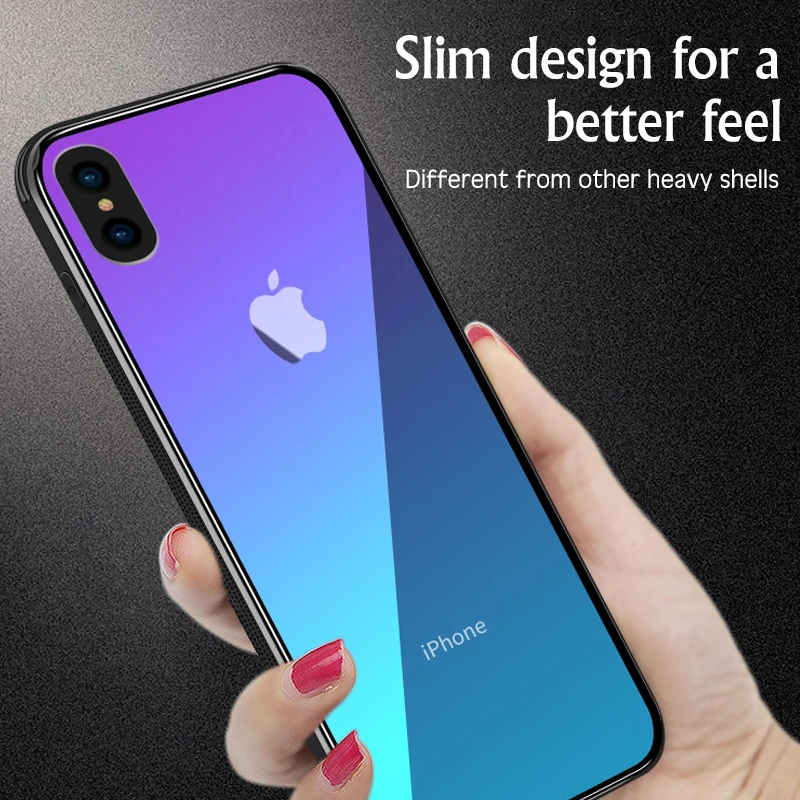 Чехол для телефона из закаленного стекла с прозрачным градиентом iPhone 11 Pro XS MAX XR X