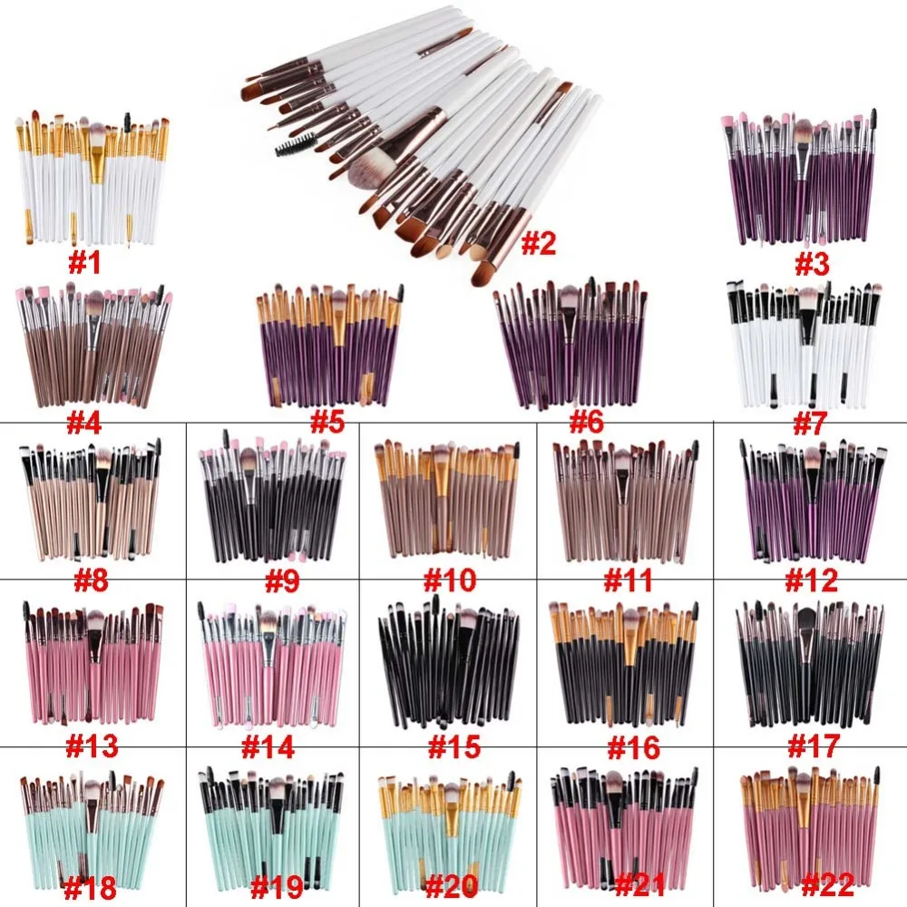 

ROMANTIC BEAR professional makeup brushes set 20kits for eyes cosmetics eye shadow eyebrow lips 22 colors available 3sets/lot