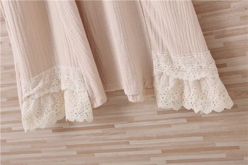 Women Retro Spring and Autumn Rural Style O Necked Long Sleeve Dress Knitting Patchwork Cotton Lace Dresses Y03567 | Женская одежда