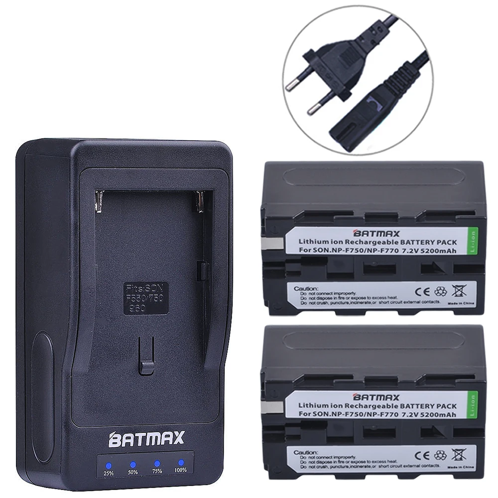 Batmax 2 упаковки NP-F750 F770 батареи + LED ультра быстрое зарядное устройство для Sony NP F970