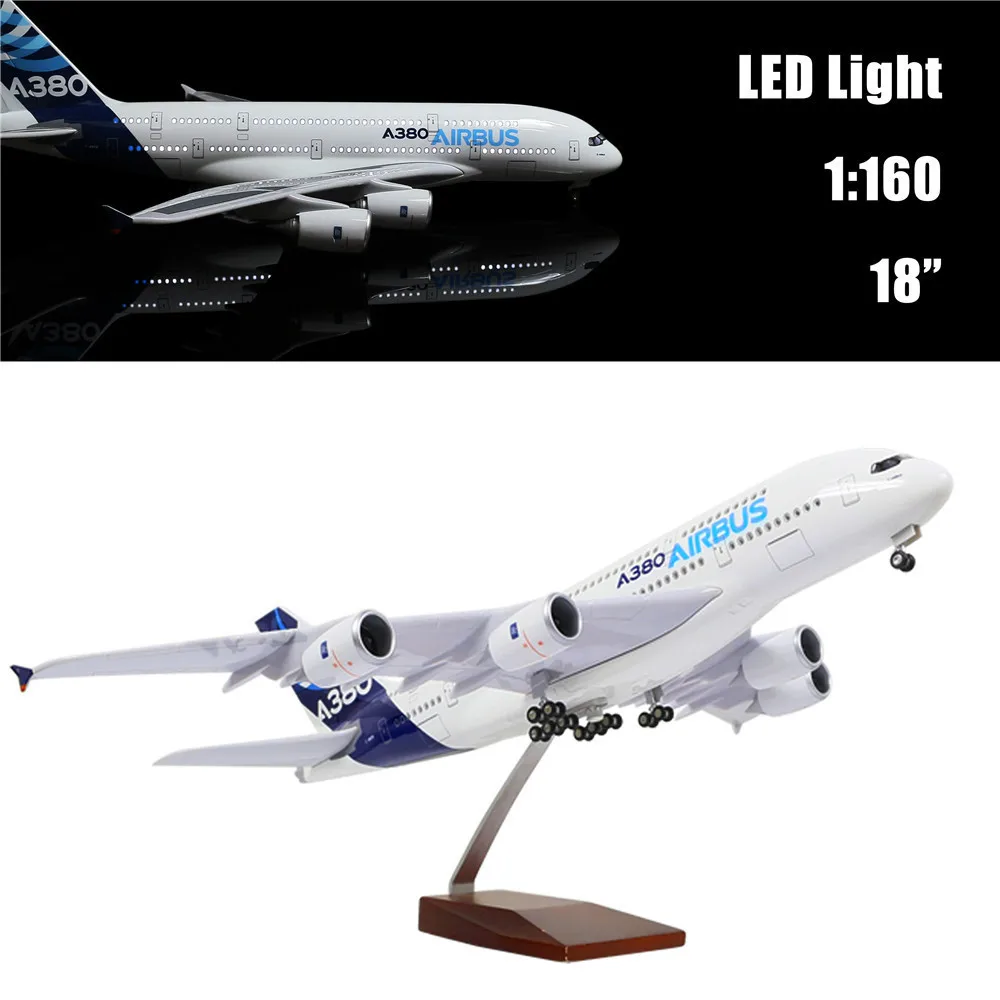 46 см 1:160 литая модель самолета Airbus A380 светодиодный светильник (Сенсорное или