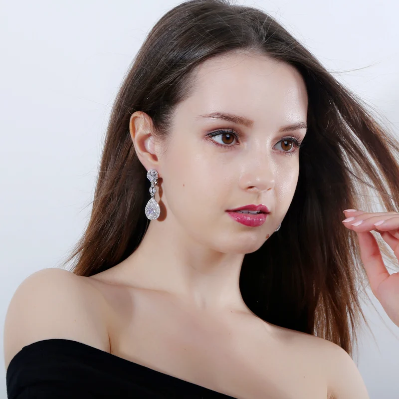 Классические длинные женские серьги капельки Pera без проколов ювелирные изделия