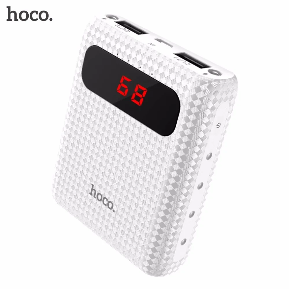 HOCO, зарядное устройство с двумя usb-портами, 10000 мА/ч, 18650, портативное зарядное устройство, светодиодный индикатор питания, зарядное устройство для мобильного телефона, внешняя батарея