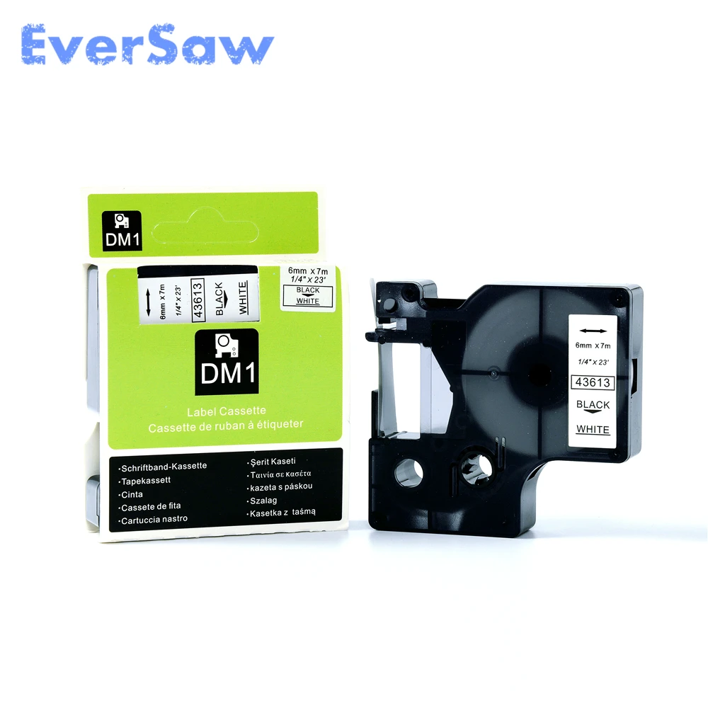 20 шт./лот 1/4 &quotX 23&quot DYMO 43613 черный на белом D1 этикетка лента 6 мм 100% совместимость