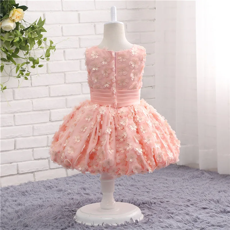 New Arrival Pink 3D flower girl dresses 2 to 10 yard Tea length Vestido de daminha Short dress Plus size | Свадьбы и торжества
