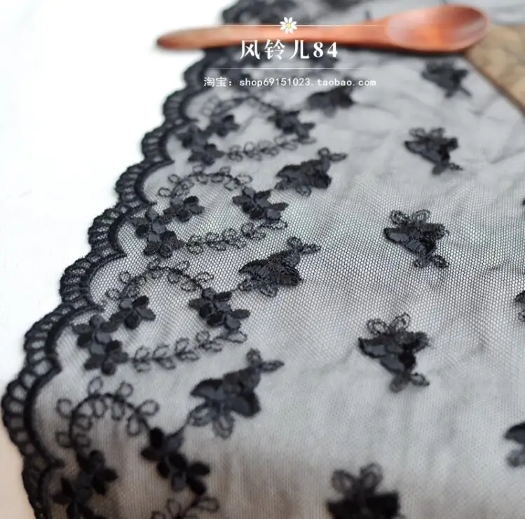 1 м/лот 17 см DIY кружевная отделка черная Цветочная свадебное платье вышивка
