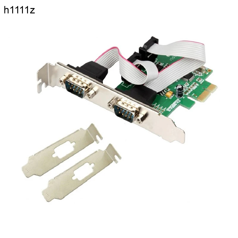PCI Express 2 порта Последовательный RS232 COM DB9 контроллер карты e 1 0x1 WCH 382 чип с