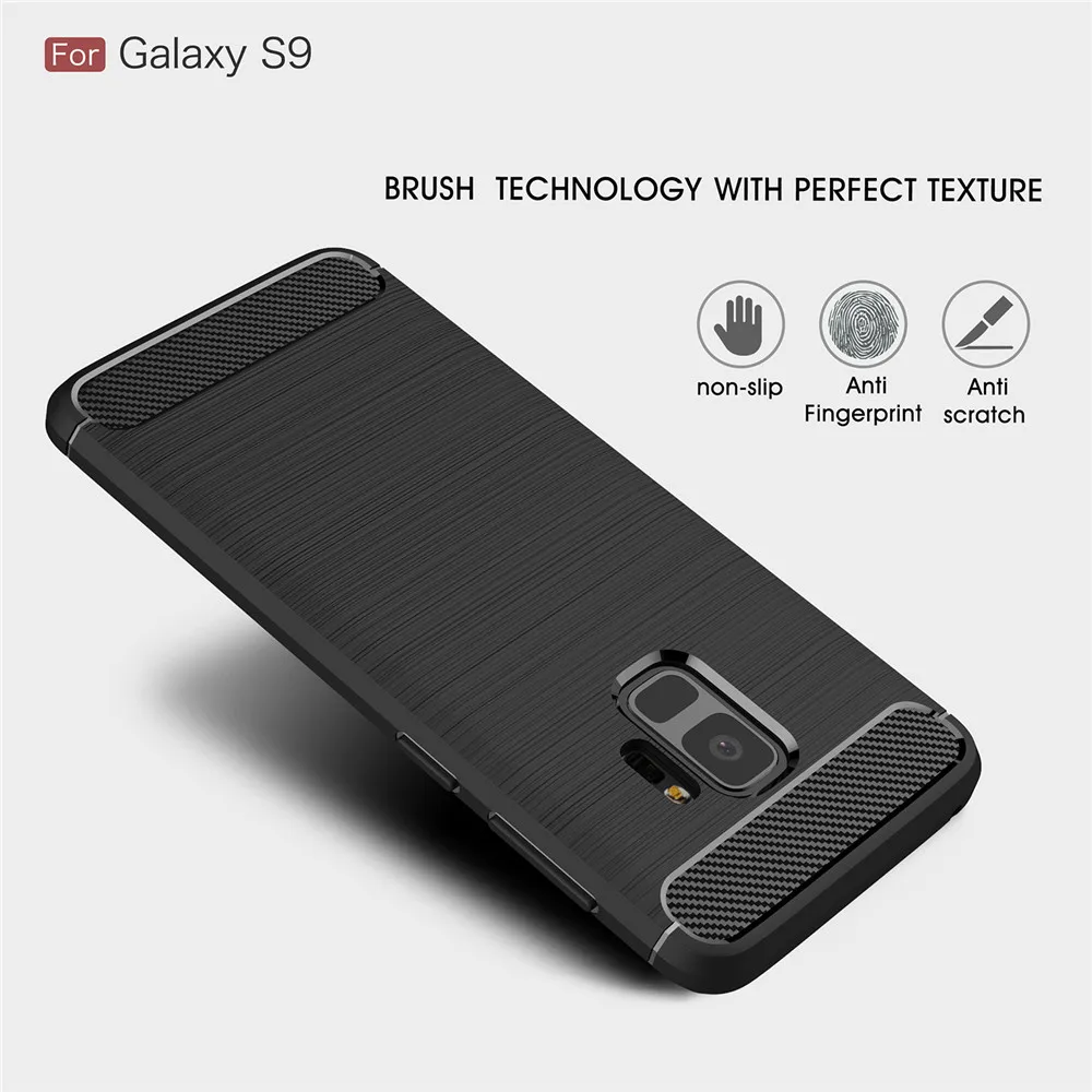 LANCASE TPU чехол для Samsung Galaxy S9 мягкий силиконовый Текстура углерода Plus сумка
